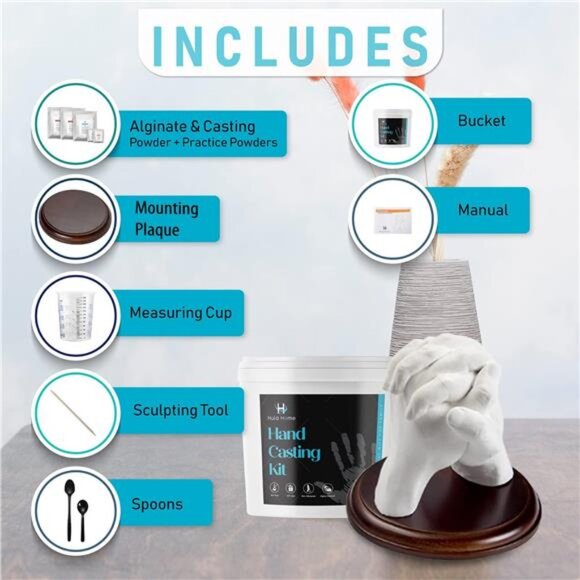 Hand CastingKit for Couples or Family with Mounting Plaque|Anniversary DIY Gifts - Picture 4 of 7